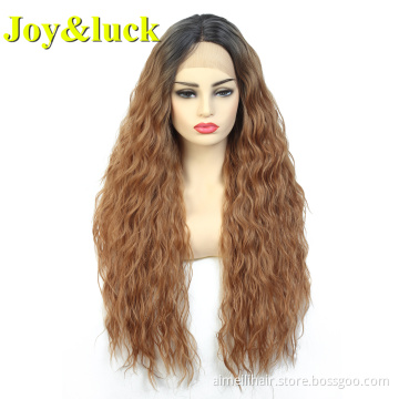 Lacefront Wholesale Wigs For Women Long Natural Water Wave Black Ombre Blonde Middle Part Daily Life Wigs Curly Synthetic Hair